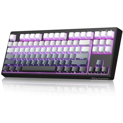 Free wolf FREEWOLF M87V2 Wireless Gaming Keyboard, Tri-Mode BT/2.4G/cablata, silenziosa e delicata, 4000 mAh, tasti con stampa laterale, QWERTY US, anti-ghosting, 16 m RGB, per Mac/Win Free wolf FREEWOLF M87V2 Wireless Gaming Keyboard, Tri-Mode BT/2.4G/cablata, silenziosa e delicata, 4000 mAh, tasti con stampa laterale, QWERTY US, anti-ghosting, 16 m RGB, per Mac/Win