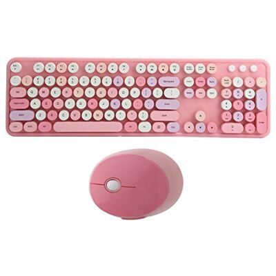 VBESTLIFE Wireless Keyboard,Unique design keyboard, mechanical keyboard,retro design,104 Key,Keyboard and Mouse Set,Cute Keyboard,For office/home,For computer,Game keyboard,For birthday gift(ROSA) VBESTLIFE Wireless Keyboard,Unique design keyboard, mechanical keyboard,retro design,104 Key,Keyboard and Mouse Set,Cute Keyboard,For office/home,For computer,Game keyboard,For birthday gift(ROSA)