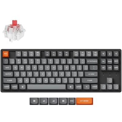 Keychron K8 MAX Tastiera meccanica wireless, 2,4 GHz/Bluetooth/USB-C, RGB, QMK/VIA, Hot-swap, Telaio in Alluminio, Macro programmabili, PBT Keycaps, Per Mac Windows, Super Red Switch Keychron K8 MAX Tastiera meccanica wireless, 2,4 GHz/Bluetooth/USB-C, RGB, QMK/VIA, Hot-swap, Telaio in Alluminio, Macro programmabili, PBT Keycaps, Per Mac Windows, Super Red Switch