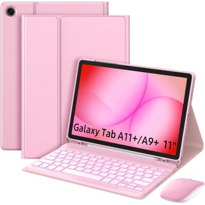 MoKo Custodia con Tastiera Mouse per Galaxy Tab A11+/A9+ Plus 11'', Rosa Tastiera Bluetooth Retroilluminata 7 Colori con Porta S Pen per Tab A11+ A9+ 2025/2023, QWERTY Inglese MoKo Custodia con Tastiera Mouse per Galaxy Tab A11+/A9+ Plus 11'', Rosa Tastiera Bluetooth Retroilluminata 7 Colori con Porta S Pen per Tab A11+ A9+ 2025/2023, QWERTY Inglese
