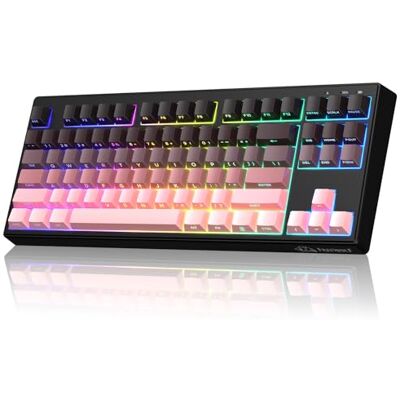 Free wolf FREEWOLF M87V2 Wireless Gaming Keyboard, Tri-Mode BT/2.4G/cablata, silenziosa e delicata, 4000 mAh, tasti con stampa laterale, QWERTY US, anti-ghosting, 16 m RGB, per Mac/Win (Mora) Free wolf FREEWOLF M87V2 Wireless Gaming Keyboard, Tri-Mode BT/2.4G/cablata, silenziosa e delicata, 4000 mAh, tasti con stampa laterale, QWERTY US, anti-ghosting, 16 m RGB, per Mac/Win (Mora)