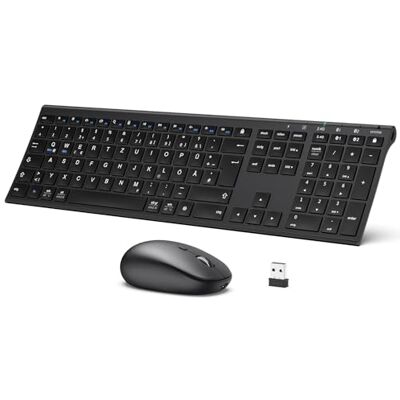 iClever Tastiera Bluetooth con mouse, ricaricabile a doppia modalità USB e Bluetooth tastiera in metallo, ultra sottile, silenziosa, mouse wireless per PC/Tablet/MacOS, layout QWERTZ iClever Tastiera Bluetooth con mouse, ricaricabile a doppia modalità USB e Bluetooth tastiera in metallo, ultra sottile, silenziosa, mouse wireless per PC/Tablet/MacOS, layout QWERTZ