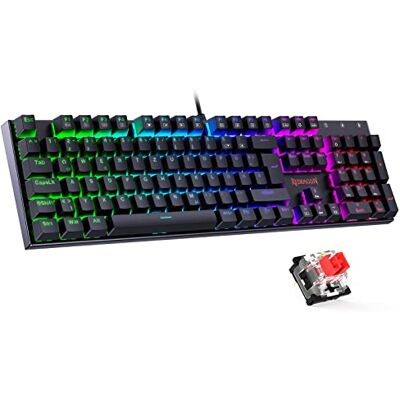 Redragon Tastiera da gioco, , tastiera meccanica con interruttori rossi, tastiera da gioco completamente programmabile, RGB, anti-ghosting 105 tasti per Windows PC Mac (layout tedesco) Redragon Tastiera da gioco, , tastiera meccanica con interruttori rossi, tastiera da gioco completamente programmabile, RGB, anti-ghosting 105 tasti per Windows PC Mac (layout tedesco)