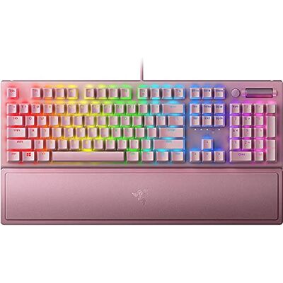 Razer BlackWidow V3 Tastiera meccanica da gaming: interruttori meccanici verdi, tattile e cliccabile, illuminazione Chroma RGB, fattore di forma compatto, funzionalità macro programmabile, rosa Razer BlackWidow V3 Tastiera meccanica da gaming: interruttori meccanici verdi, tattile e cliccabile, illuminazione Chroma RGB, fattore di forma compatto, funzionalità macro programmabile, rosa
