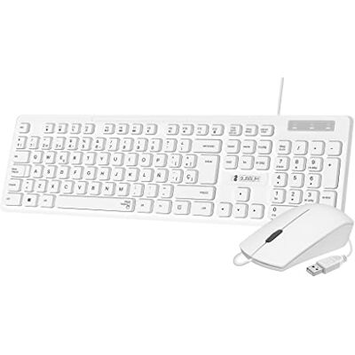 SUBBLIM Tastiera sottile e mouse Combo Business Slim SILENZIOSO con cavo USB Bianco SUBBLIM Tastiera sottile e mouse Combo Business Slim SILENZIOSO con cavo USB Bianco