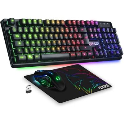 EMPIRE GAMING Armor RF800 Wireless Ricaricabile Tastiera e Mouse Combo QWERTY (Italiana-Layout) 2.4G RGB With 4800 DPI and Tappetino for PC PS4 PS5 Xbox One/Series Mac-Nero EMPIRE GAMING Armor RF800 Wireless Ricaricabile Tastiera e Mouse Combo QWERTY (Italiana-Layout) 2.4G RGB With 4800 DPI and Tappetino for PC PS4 PS5 Xbox One/Series Mac-Nero
