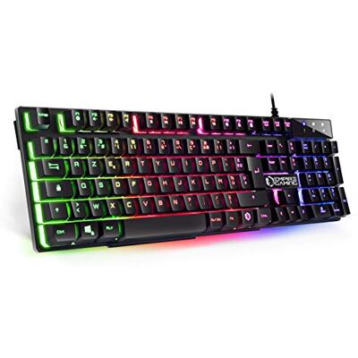 EMPIRE GAMING Tastiera Gamer New K300 (AZERTY Francese) 105 tasti semi-meccanici Retroilluminazione LED RGB 19 Keys Anti-Ghosting 12 Scorciatoie multimediali USB cablato EMPIRE GAMING Tastiera Gamer New K300 (AZERTY Francese) 105 tasti semi-meccanici Retroilluminazione LED RGB 19 Keys Anti-Ghosting 12 Scorciatoie multimediali USB cablato