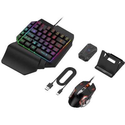 Garsent Combo Tastiera e Mouse da Gioco a Mezza Mano, Convertitore Mouse Tastiera Meccanica da Gioco 4 in 1, Tastiera Retroilluminata a LED a 39 Tasti Cablata per Android, Harmony, IOS da Garsent Combo Tastiera e Mouse da Gioco a Mezza Mano, Convertitore Mouse Tastiera Meccanica da Gioco 4 in 1, Tastiera Retroilluminata a LED a 39 Tasti Cablata per Android, Harmony, IOS da