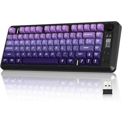 Free wolf M75 82 PBT Tasti Tastiera Wireless Compatta Tasti Viola Free wolf M75 82 PBT Tasti Tastiera Wireless Compatta Tasti Viola