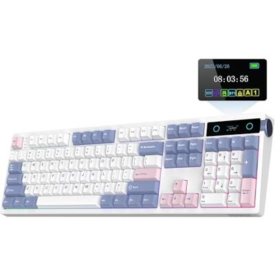 EPOMAKER TH108 PRO Tastiera Meccanica full size con Schermo e Manopola, Tastiera Wireless da gioco con 10000mAh, Creamy Gasket, Hot Swap, Custom Driver, RGB Backlight (Bianco, Creamy Jade Switch) EPOMAKER TH108 PRO Tastiera Meccanica full size con Schermo e Manopola, Tastiera Wireless da gioco con 10000mAh, Creamy Gasket, Hot Swap, Custom Driver, RGB Backlight (Bianco, Creamy Jade Switch)