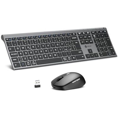 iClever Tastiera e Mouse Wireless Bluetooth, Tastiera e Mouse Doppia Modalità (Bluetooth + 2.4G) Ricaricabile, Layout Italiano QWERTY, Silenziosa for Mac, iPad, PC, Laptop, Desktop, Tablet, Smartphone iClever Tastiera e Mouse Wireless Bluetooth, Tastiera e Mouse Doppia Modalità (Bluetooth + 2.4G) Ricaricabile, Layout Italiano QWERTY, Silenziosa for Mac, iPad, PC, Laptop, Desktop, Tablet, Smartphone