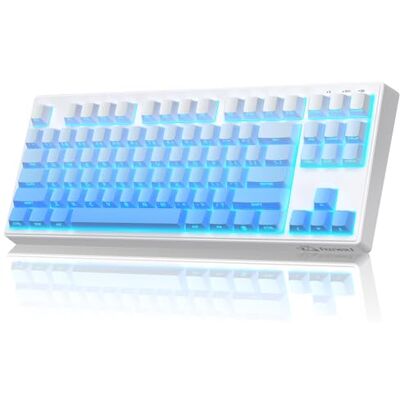 Free wolf FREEWOLF M87V2 Wireless Gaming Keyboard, Tri-Mode BT/2.4G/cablata, silenziosa e delicata, 4000 mAh, tasti con stampa laterale, QWERTY US, anti-ghosting, 16 m RGB, per Mac/Win (Blu Ghiacciaio) Free wolf FREEWOLF M87V2 Wireless Gaming Keyboard, Tri-Mode BT/2.4G/cablata, silenziosa e delicata, 4000 mAh, tasti con stampa laterale, QWERTY US, anti-ghosting, 16 m RGB, per Mac/Win (Blu Ghiacciaio)