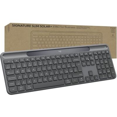 Logitech Signature Slim Solar+ K980 for Business, tastiera wireless, digitazione discreta, ricevitore sicuro, Bluetooth, Windows, Mac, QWERTY ITA Graphite Logitech Signature Slim Solar+ K980 for Business, tastiera wireless, digitazione discreta, ricevitore sicuro, Bluetooth, Windows, Mac, QWERTY ITA Graphite