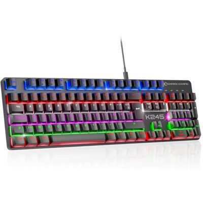 EMPIRE GAMING K245 Tastiera Gaming Wired Switches Meccanica MX Red (FR AZERTY) Tipo C per PC/PS4/PS5/Xbox Retroilluminazione RGB 24 Effetti 105 Tasti N-Key Rollover (NKRO) EMPIRE GAMING K245 Tastiera Gaming Wired Switches Meccanica MX Red (FR AZERTY) Tipo C per PC/PS4/PS5/Xbox Retroilluminazione RGB 24 Effetti 105 Tasti N-Key Rollover (NKRO)