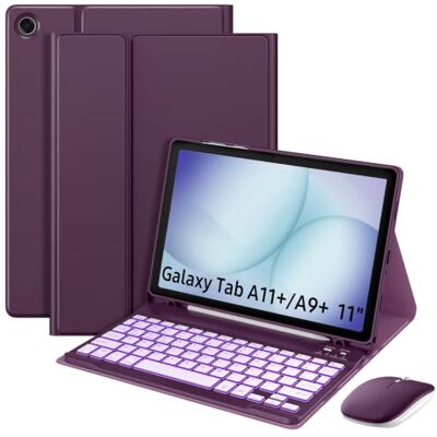 MoKo Custodia con Tastiera Mouse per Galaxy Tab A11+/A9+ Plus 11'',Viola Tastiera Bluetooth Retroilluminata 7 Colori con Porta S Pen per Tab A11+ A9+ 2025/2023, QWERTY Inglese MoKo Custodia con Tastiera Mouse per Galaxy Tab A11+/A9+ Plus 11'',Viola Tastiera Bluetooth Retroilluminata 7 Colori con Porta S Pen per Tab A11+ A9+ 2025/2023, QWERTY Inglese
