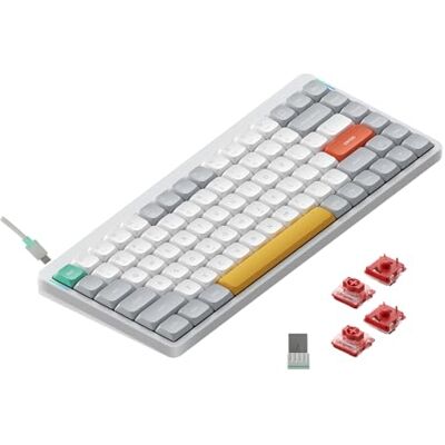 nuphy Air75 v2 QMK/VIA Tastiera Meccanica, 75% Tastiera wireless a basso profilo, Bluetooth 5.1, 2.4GHz e connessione cablata, compatibile con sistemi Windows e Mac Ionic White Switch Cowberry nuphy Air75 v2 QMK/VIA Tastiera Meccanica, 75% Tastiera wireless a basso profilo, Bluetooth 5.1, 2.4GHz e connessione cablata, compatibile con sistemi Windows e Mac Ionic White Switch Cowberry
