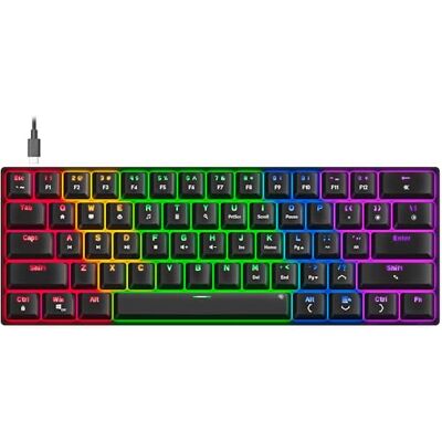 Speedlink ATMOS Tastiera Gaming meccanica RGB 60%, cablata, interruttori marroni, robusta piastra in acciaio, cavo USB-C staccabile, retroilluminata, Layout inglese QWERTY, nero Speedlink ATMOS Tastiera Gaming meccanica RGB 60%, cablata, interruttori marroni, robusta piastra in acciaio, cavo USB-C staccabile, retroilluminata, Layout inglese QWERTY, nero