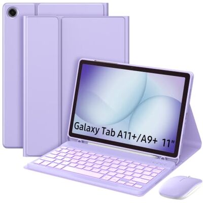 MoKo Custodia con Tastiera Mouse per Galaxy Tab A11+/A9+ Plus 11'', Lilla Tastiera Bluetooth Retroilluminata 7 Colori con Porta S Pen per Tab A11+ A9+ 2025/2023, QWERTY Inglese MoKo Custodia con Tastiera Mouse per Galaxy Tab A11+/A9+ Plus 11'', Lilla Tastiera Bluetooth Retroilluminata 7 Colori con Porta S Pen per Tab A11+ A9+ 2025/2023, QWERTY Inglese