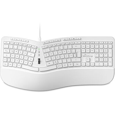 MediaRange Tastiera multimediale ergonomica cablata con rotella scorrevole, QWERTZ (DE/at) T1, dimensioni complete con tasti numerici, tasti funzione e scorciatoie, cavo da 1,8 m, bianco MediaRange Tastiera multimediale ergonomica cablata con rotella scorrevole, QWERTZ (DE/at) T1, dimensioni complete con tasti numerici, tasti funzione e scorciatoie, cavo da 1,8 m, bianco