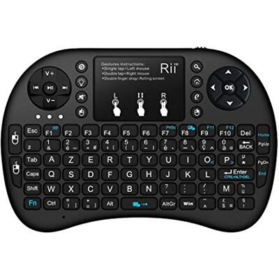 Rii Mini i8+ Wireless (layout AZERTY francese) Mini tastiera retroilluminata con mouse touchpad Rii Mini i8+ Wireless (layout AZERTY francese) Mini tastiera retroilluminata con mouse touchpad