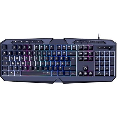 Speedlink Tastiera da gioco LUDICIUM RGB Rainbow Tastiera da gioco RGB con cavo, layout tedesco QWERTY, blocco tasti Windows, interruttore WASD, 10 tasti multimediali, cablata, nera Speedlink Tastiera da gioco LUDICIUM RGB Rainbow Tastiera da gioco RGB con cavo, layout tedesco QWERTY, blocco tasti Windows, interruttore WASD, 10 tasti multimediali, cablata, nera