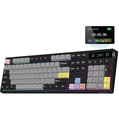 EPOMAKER TH108 PRO Tastiera Meccanica full size con Schermo e Manopola, Tastiera Wireless da gioco con 10000mAh, Creamy Gasket, Hot Swap, Custom Driver, RGB Backlight (Nero, Creamy Jade Switch) EPOMAKER TH108 PRO Tastiera Meccanica full size con Schermo e Manopola, Tastiera Wireless da gioco con 10000mAh, Creamy Gasket, Hot Swap, Custom Driver, RGB Backlight (Nero, Creamy Jade Switch)