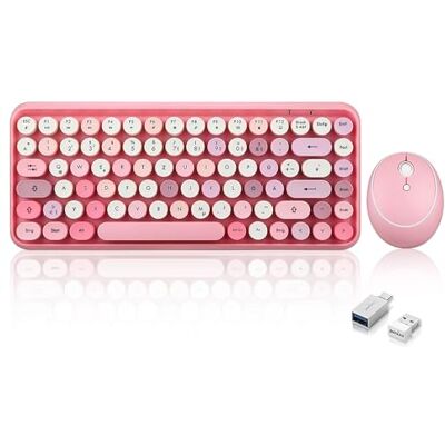 Perixx PERIDUO-713 Mini tastiera e mouse wireless Mini tastiera e mouse, design retrò vintage, colore: rosa Perixx PERIDUO-713 Mini tastiera e mouse wireless Mini tastiera e mouse, design retrò vintage, colore: rosa