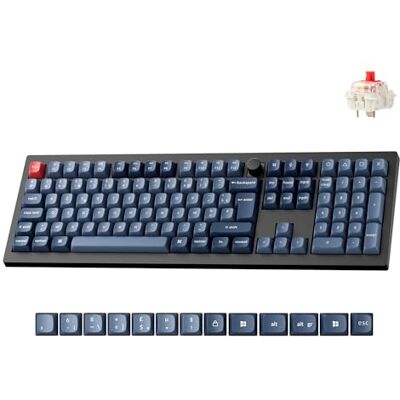 Keychron V6 Max Tastiera Meccanica 100% AZERTY, 2,4 GHz/Bluetooth/cablato, programmabile QMK, RGB, 4000 mAh, Hot-Swap, Tastiera da Gaming per Mac/Win/Linux, Gateron Jupiter Switches Red Keychron V6 Max Tastiera Meccanica 100% AZERTY, 2,4 GHz/Bluetooth/cablato, programmabile QMK, RGB, 4000 mAh, Hot-Swap, Tastiera da Gaming per Mac/Win/Linux, Gateron Jupiter Switches Red