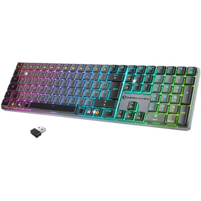 EMPIRE GAMING RF243 Tastiera da gioco meccanica wireless ricaricabile FR(AZERTY), tripla modalità (2,4 GHz, Bluetooth, USB-C), 111 tasti MX Red, RGB, NKRO, compatibile con PC, Mac e console EMPIRE GAMING RF243 Tastiera da gioco meccanica wireless ricaricabile FR(AZERTY), tripla modalità (2,4 GHz, Bluetooth, USB-C), 111 tasti MX Red, RGB, NKRO, compatibile con PC, Mac e console