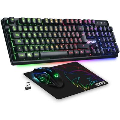 EMPIRE GAMING Armor RF800 Teclado y Ratón Para Gamers inalámbrico QWERTY (Layout Español) Con Mouse Pad RGB Wireless 2.4Ghz Keyboard 4800 DPI Mouse PC PS4 PS5 Xbox One/Series Mac Negro EMPIRE GAMING Armor RF800 Teclado y Ratón Para Gamers inalámbrico QWERTY (Layout Español) Con Mouse Pad RGB Wireless 2.4Ghz Keyboard 4800 DPI Mouse PC PS4 PS5 Xbox One/Series Mac Negro