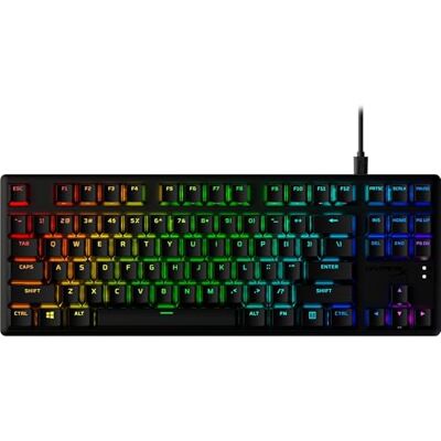 HyperX Alloy Origins Core PBT, Tastiera Meccanica da Gaming Cablata, Illuminazione RGB, Telaio Alluminio, 80 Milioni di Pressioni, Copritasti presenti, 3 Dispositivi Collegabili, Layout Inglese, Nera HyperX Alloy Origins Core PBT, Tastiera Meccanica da Gaming Cablata, Illuminazione RGB, Telaio Alluminio, 80 Milioni di Pressioni, Copritasti presenti, 3 Dispositivi Collegabili, Layout Inglese, Nera