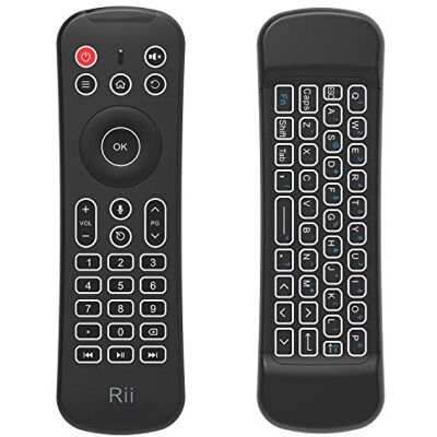 Rii Mini MX6+ (Wireless + IR) Telecomando con Mouse giroscopico, Tastiera retroilluminata e Microfono integrati per Smart TV Android, TV Box, PC Windows e Mac Rii Mini MX6+ (Wireless + IR) Telecomando con Mouse giroscopico, Tastiera retroilluminata e Microfono integrati per Smart TV Android, TV Box, PC Windows e Mac