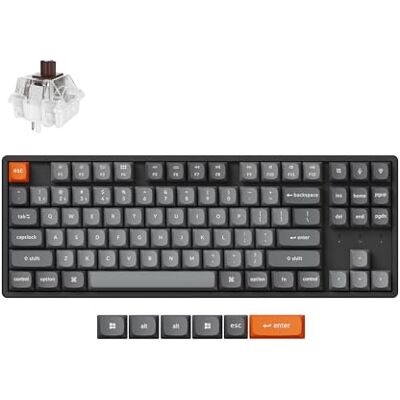 Keychron K8 MAX Tastiera meccanica wireless, 2,4 GHz/Bluetooth/USB-C, RGB, QMK/VIA, Hot-swap, Telaio in Alluminio, Macro programmabili, PBT Keycaps, Per Mac Windows, Super Brown Switch Keychron K8 MAX Tastiera meccanica wireless, 2,4 GHz/Bluetooth/USB-C, RGB, QMK/VIA, Hot-swap, Telaio in Alluminio, Macro programmabili, PBT Keycaps, Per Mac Windows, Super Brown Switch
