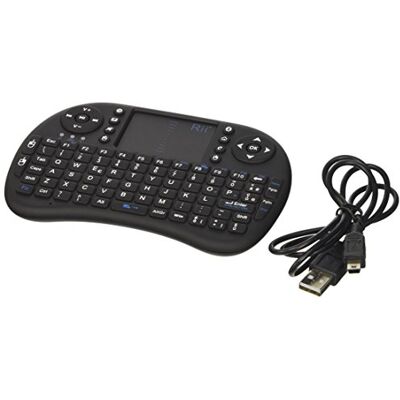 Rii Mini i8+ Wireless (QWERTY) Mini tastiera francese retroilluminata ergonomica senza fili con touchpad, per Smart TV, Mini PC, HTPC, Console, Computer (nero) Rii Mini i8+ Wireless (QWERTY) Mini tastiera francese retroilluminata ergonomica senza fili con touchpad, per Smart TV, Mini PC, HTPC, Console, Computer (nero)