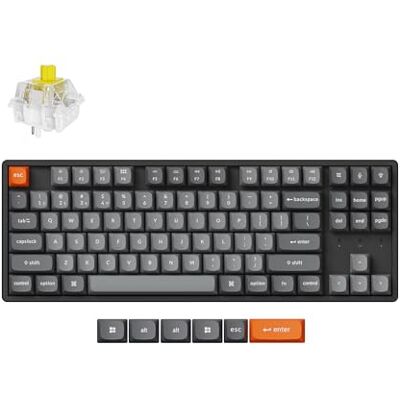 Keychron K8 MAX Tastiera meccanica wireless, 2,4 GHz/Bluetooth/USB-C, RGB, QMK/VIA, Hot-swap, Telaio in Alluminio, Macro programmabili, PBT Keycaps, Per Mac Windows, Super Banana Switch Keychron K8 MAX Tastiera meccanica wireless, 2,4 GHz/Bluetooth/USB-C, RGB, QMK/VIA, Hot-swap, Telaio in Alluminio, Macro programmabili, PBT Keycaps, Per Mac Windows, Super Banana Switch