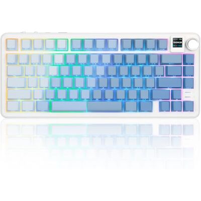 Rii Tastiera meccanica wireless da gioco con display TFT e manopola, tastiera cremosa sostituibile a caldo con retroilluminazione RGB, trimodalità BT/2.4G/USB-C, per Windows/Mac/Linux (blu) Rii Tastiera meccanica wireless da gioco con display TFT e manopola, tastiera cremosa sostituibile a caldo con retroilluminazione RGB, trimodalità BT/2.4G/USB-C, per Windows/Mac/Linux (blu)