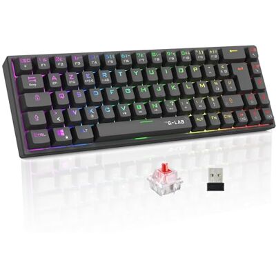 THE G-LAB Keyz Titanium WL Tastiera Gaming Wireless 65% AZERTY Tastiera Mecanica Switch Rosso, RGB 100% Personalizzabile, Macro programmabili Wireless PC, PS4, PS5, Xbox Nero THE G-LAB Keyz Titanium WL Tastiera Gaming Wireless 65% AZERTY Tastiera Mecanica Switch Rosso, RGB 100% Personalizzabile, Macro programmabili Wireless PC, PS4, PS5, Xbox Nero