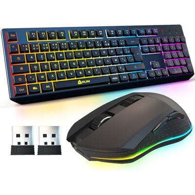 KLIM Chroma Fr RGB Set Wireless Blaze Azerty France Layout, Resistente KLIM Chroma Fr RGB Set Wireless Blaze Azerty France Layout, Resistente