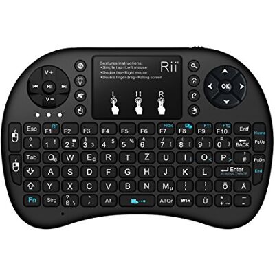 Rii Mini i8+ Wireless (QWERTZ layout TEDESCO) Mini tastiera retroilluminata con mouse touchpad Rii Mini i8+ Wireless (QWERTZ layout TEDESCO) Mini tastiera retroilluminata con mouse touchpad