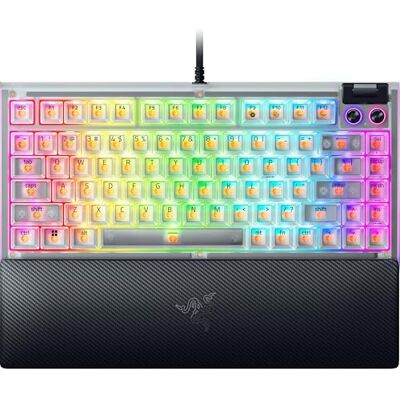 Razer BlackWidow V4 75% Phantom White Tastiera meccanica da gioco hot-swap Interruttori tattili arancioni Rotella & 2 tasti multimediali dedicati RGB Layout US Edizione Phantom White Razer BlackWidow V4 75% Phantom White Tastiera meccanica da gioco hot-swap Interruttori tattili arancioni Rotella & 2 tasti multimediali dedicati RGB Layout US Edizione Phantom White