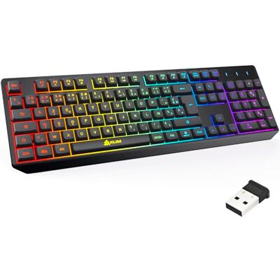 KLIM Chroma Fr Wireless Tastiera French Azerty per Gaming, Alte Performance KLIM Chroma Fr Wireless Tastiera French Azerty per Gaming, Alte Performance