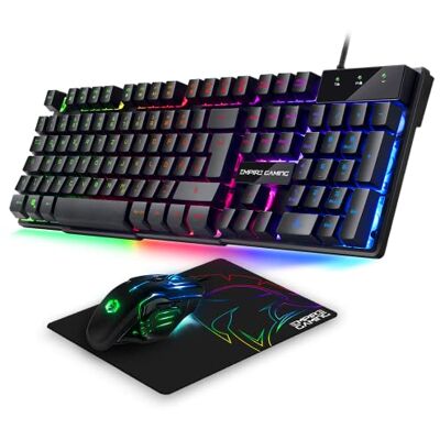 EMPIRE GAMING Pack 3 in 1 MK800 Gaming-Tastatur QWERTZ Deutsche RGB 105 Tasten 19 Anti-Ghosting-Tasten -Ergonomische RGB Gamer-Mouse 2400 DPI -Mousepad -PC PS4 PS5 Xbox One/Series Mac EMPIRE GAMING Pack 3 in 1 MK800 Gaming-Tastatur QWERTZ Deutsche RGB 105 Tasten 19 Anti-Ghosting-Tasten -Ergonomische RGB Gamer-Mouse 2400 DPI -Mousepad -PC PS4 PS5 Xbox One/Series Mac