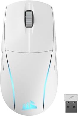 Corsair M75 WIRELESS RGB Mouse da Gioco FPS Leggero – 26.000 DPI – Pulsanti Laterali Intercambiabili – Compatibile con iCUE – PC – Bianco