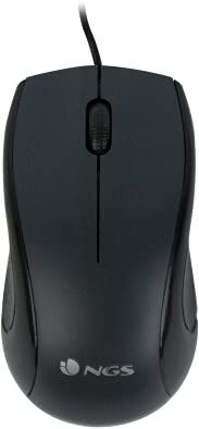 NGS MIST Mouse Ottico 1000dpi con Cavo USB, Mouse per Computer o Laptop con 2 Pulsanti, Plug&Play, Ambidestro, Nero