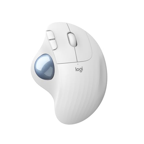 Logitech ERGO M575 Mouse Trackball Wireless Facile controllo con il pollice, Tracciamento fluido, Design ergonomico e confortevole, per Windows, PC e Mac, con Bluetooth e USB Bianco