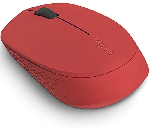 Rapoo Mouse wireless M100 Silent 1300 DPI sensore 9 mesi di durata della batteria tasti silenziosi ergonomici per mancini e destrimani PC e Mac – rosso