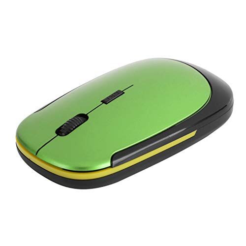 Bewinner Mouse Wireless Mouse Ottico 1600 DPI con Ricevitore USB, per PC Laptop, Ufficio Casa, Design Ergonomico, Facile da Trasportare, Nero (Verde)