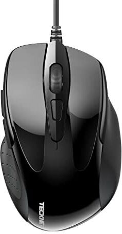 TECKNET PRO Mouse con Filo,6400DPI Mouse Ottico con USB Cablato,6 Pulsanti,Cavo USB 1.5M, Mouse per Computer o Laptop-Nero