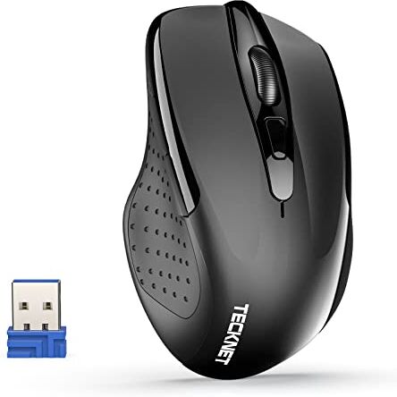 TECKNET Mouse Wireless Silenzioso, 4000DPI Mouse Silent Senza Fili Portatile, 6 DPI Regolabile, Durata Batteria di 24 Mesi, 6 Pulsanti Compatibile con PC, Mac, Laptop