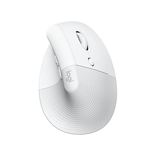 Logitech Lift for Mac, mouse ergonomico wireless, Bluetooth, clic silenzioso, smartwheel silenziosa, 4 pulsanti personalizzabili, per macOS/iPadOS/MacBook Pro/Macbook Air/iMac/iPad OffWhite